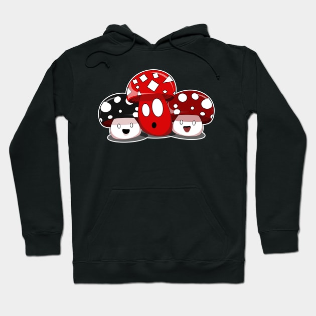 Happy Red Mushrooms Hoodie by ORTEZ.E@GMAIL.COM